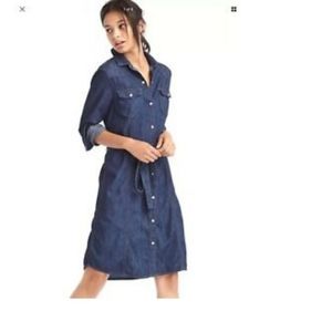 GAP 1969 Denim Shirt Dress Button Down Belted